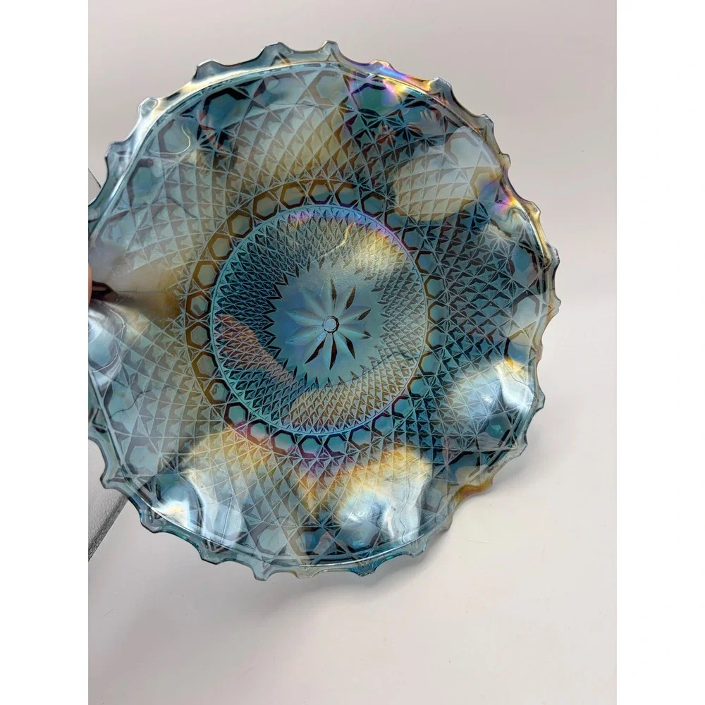 Vintage Blue Carnival Glass 10
